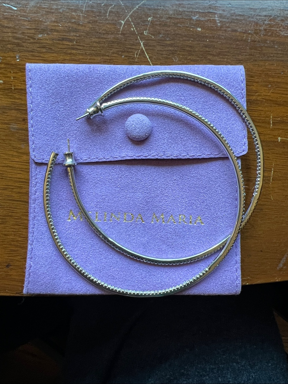 Melinda Maria Silver sparkle Hoop Earrings - Large Statement Hoops